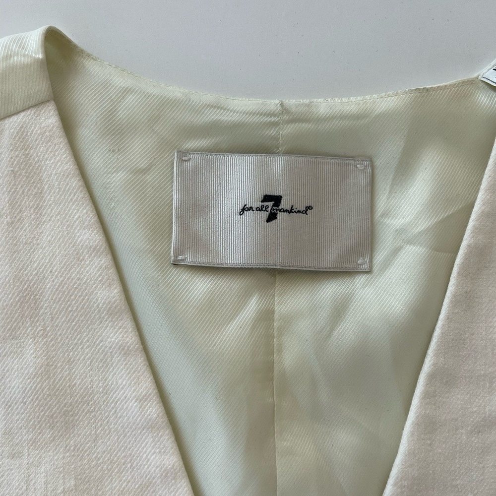 7 For All Mankind Vest Womens Medium Bone Tailored Linen Blend Minimalist Classi